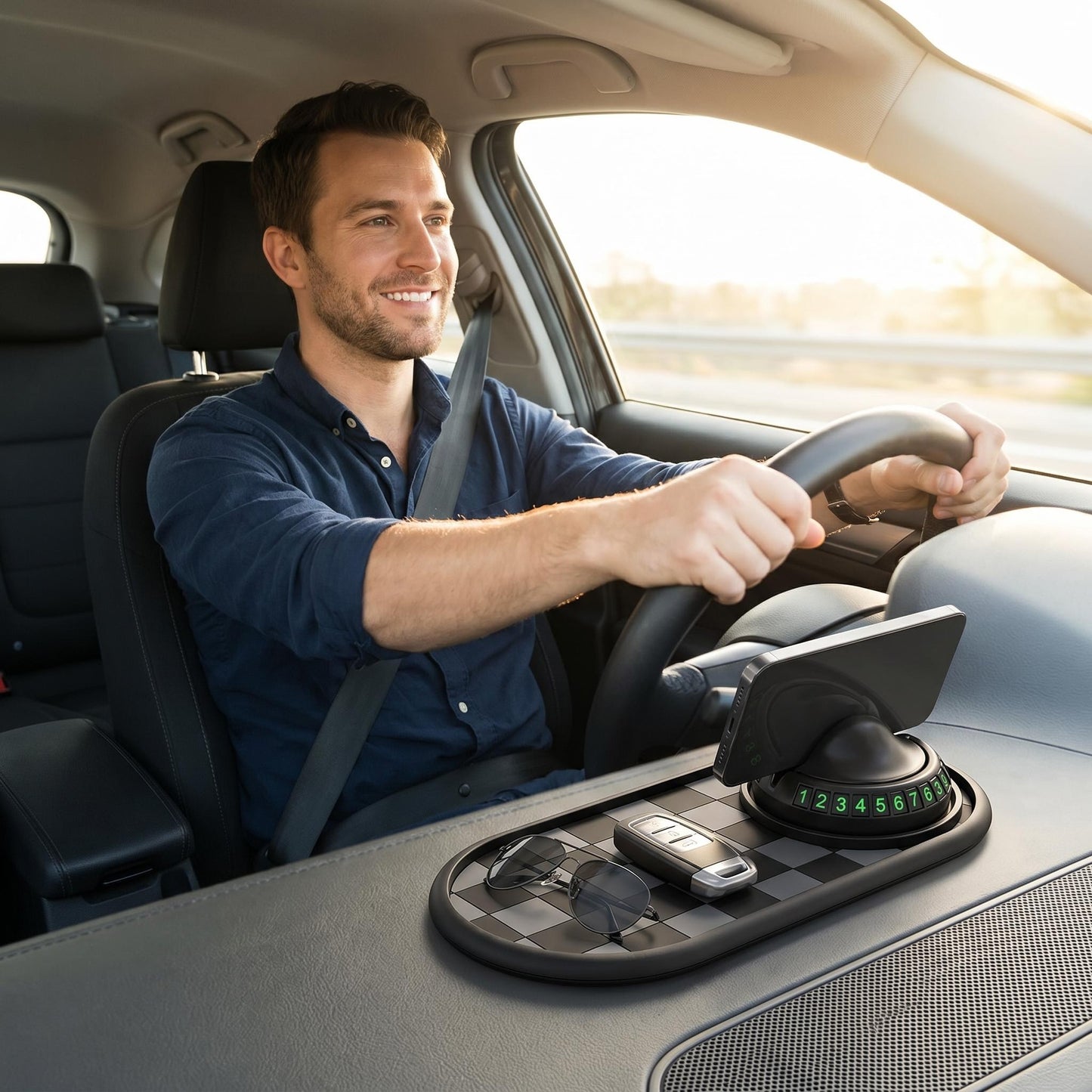 Multifunction Car Anti-Slip Mat with 360° Rotatable Phone Holder