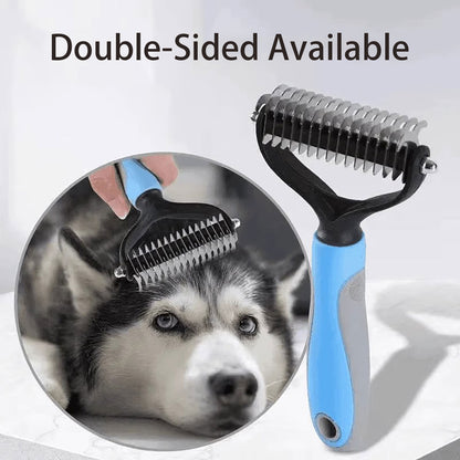 Pet Pro Grooming Tool For Dogs, Dual Sided Deshedding Brush For Long Hair