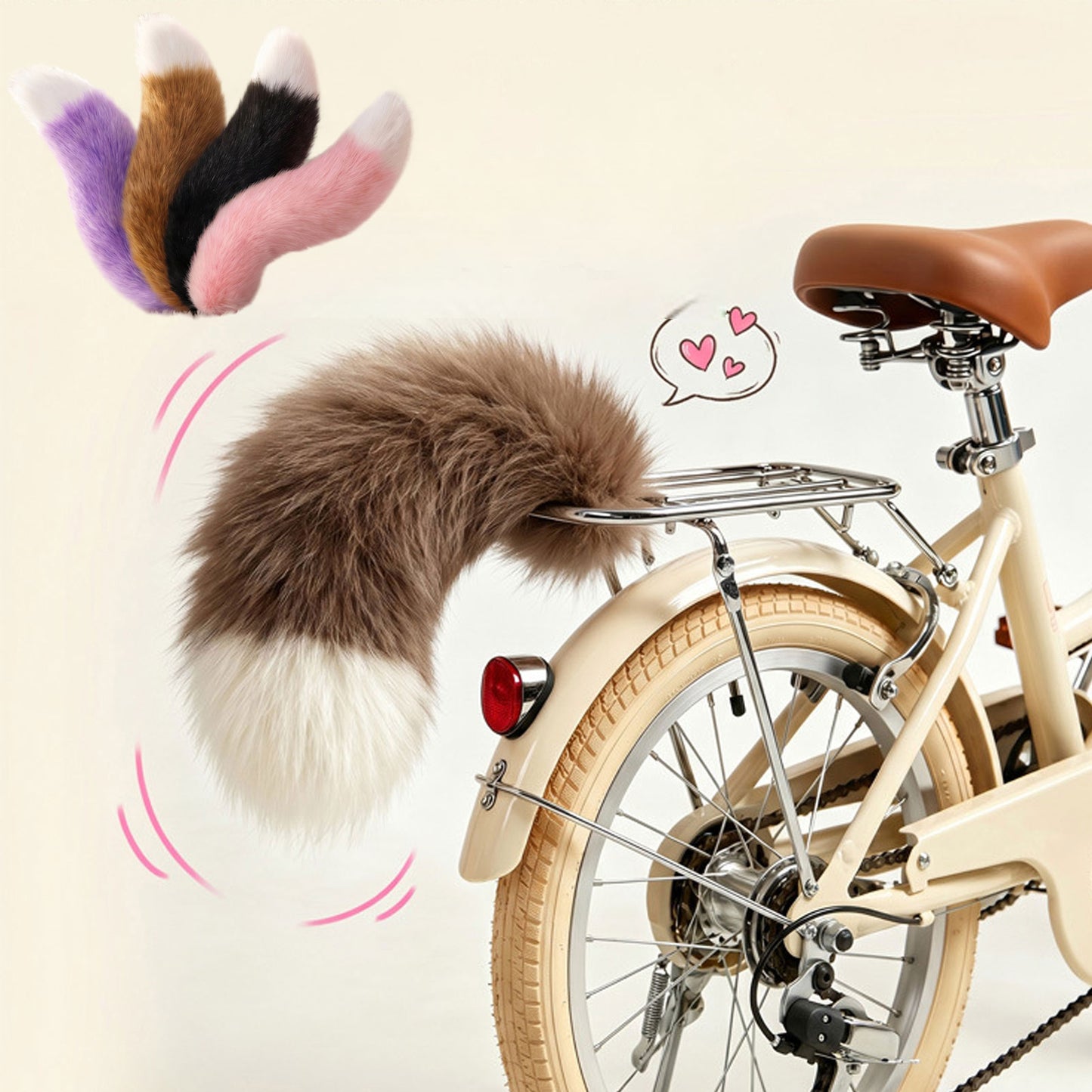 Wagging Tail For Car, Remote Control Plush Fuzzy Electric Car Tail
