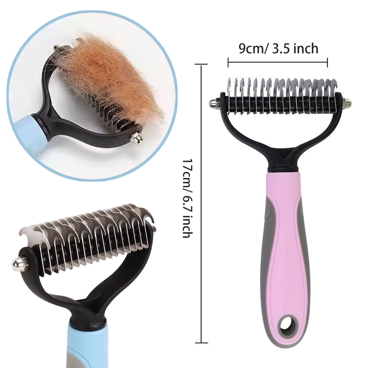 Pet Pro Grooming Tool For Dogs, Dual Sided Deshedding Brush For Long Hair