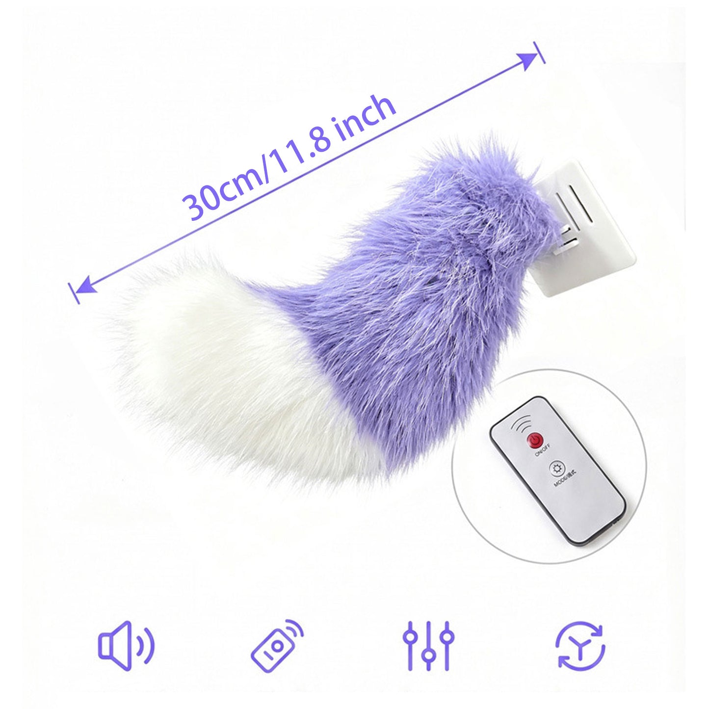Wagging Tail For Car, Remote Control Plush Fuzzy Electric Car Tail