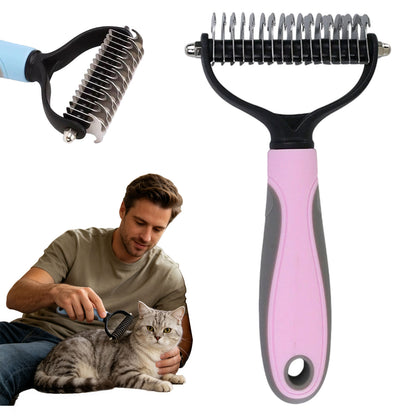 Pet Pro Grooming Tool For Dogs, Dual Sided Deshedding Brush For Long Hair