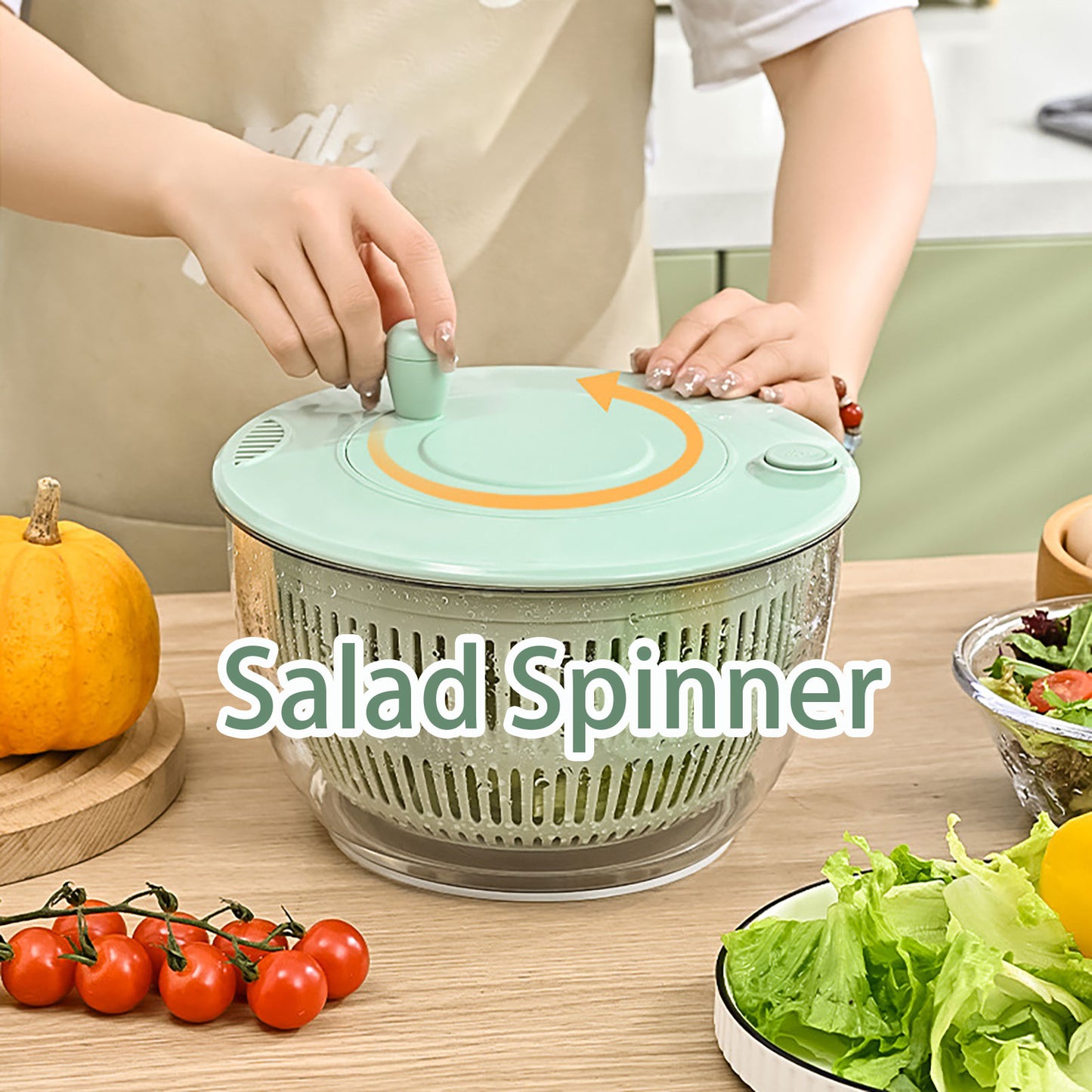 Salad Spinner With Slicer, 7 In 1 Lettuce Spinner For Quick Washing, With Lid