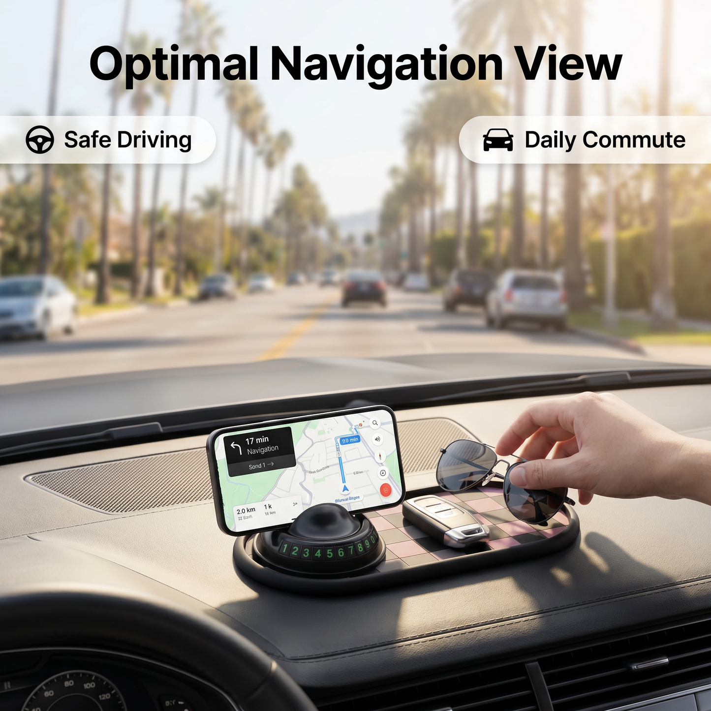 Multifunction Car Anti-Slip Mat with 360° Rotatable Phone Holder