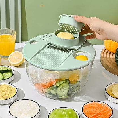 Salad Spinner With Slicer, 7 In 1 Lettuce Spinner For Quick Washing, With Lid